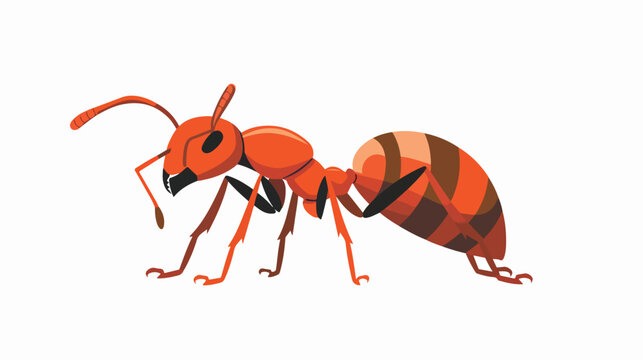 Cartoon red ant Flat vector isolated on white background