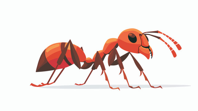 Cartoon red ant Flat vector isolated on white background