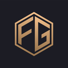 Elegant Hexagon Letter FG Logo Design. Initial Luxurious FG Logo Template