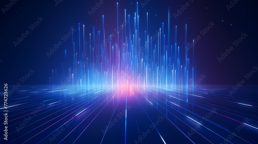 Poster lines extending forward and upwards, internet technology background