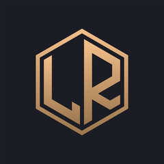 Elegant Hexagon Letter LR Logo Design. Initial Luxurious LR Logo Template