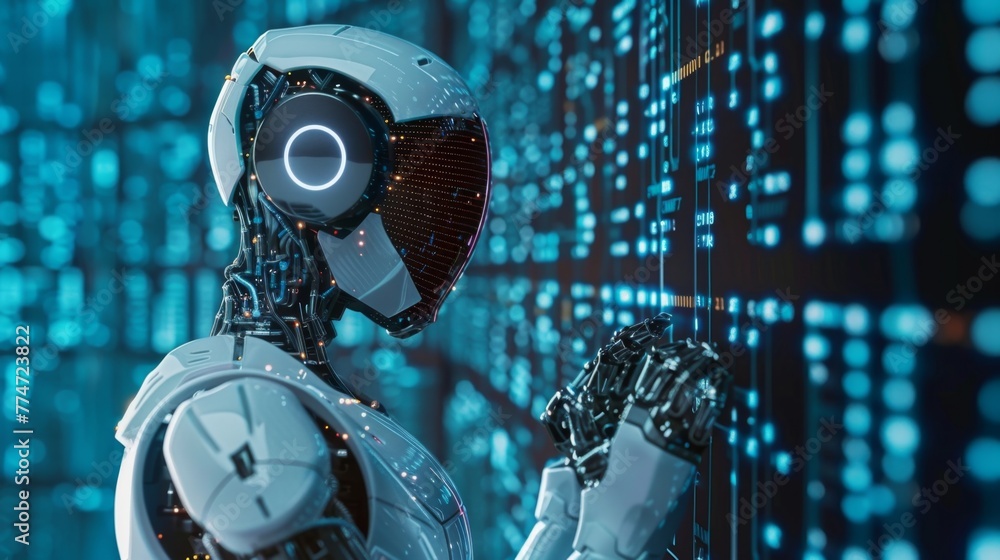 Poster Robot Working Analyzing Data Wall