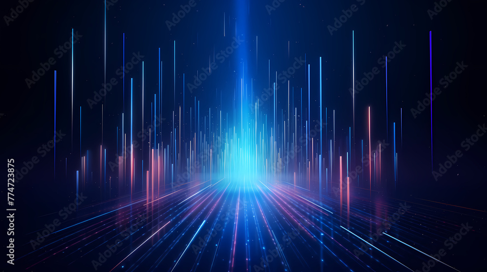 Poster lines extending forward and upwards, internet technology background