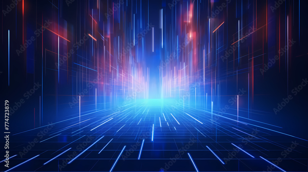 Poster lines extending forward and upwards, internet technology background