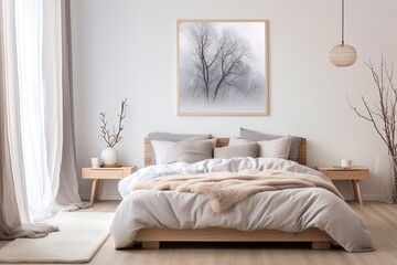 Serene Scandinavian Bedroom Elegance: Minimalist Decor with Soft Textiles