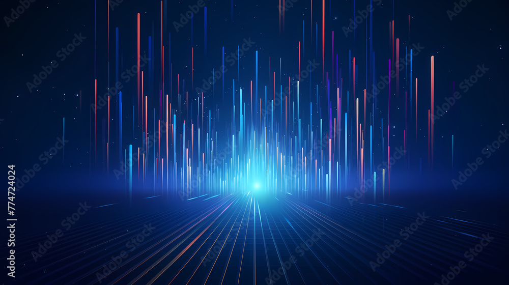Poster lines extending forward and upwards, internet technology background