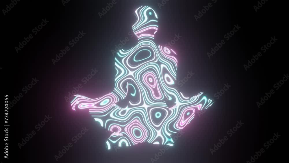 Poster 4k video animation of beautiful texture or pattern formation on the meditating human body shape, iso