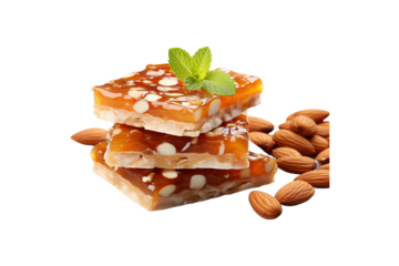Dry Fruit Chikki on transparent background.
