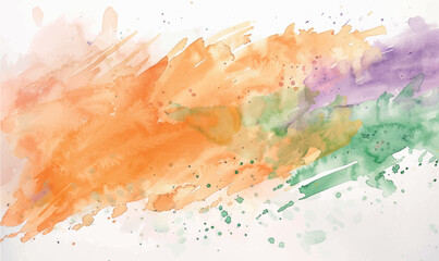 abstract watercolor background with  splashes violet orange green 