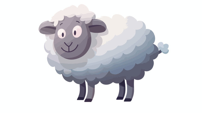 Cute grey sheep with fluffy wool hair. 