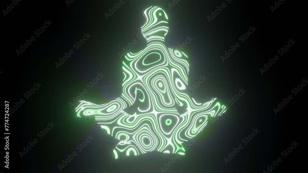 Aufkleber 4k video animation of beautiful texture or pattern formation on the meditating human body shape, iso