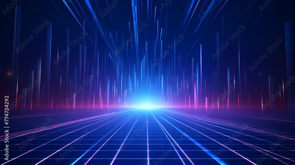Poster lines extending forward and upwards, internet technology background