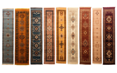 A captivating display of diverse rugs, each boasting different hues and intricate patterns. A feast for the eyes