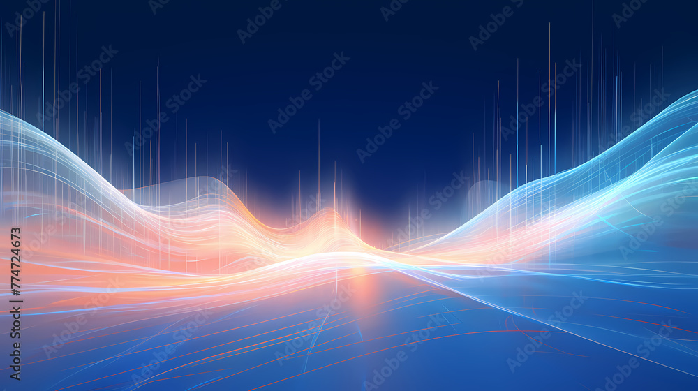 Poster lines extending forward and upwards, internet technology background