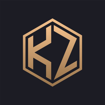 Elegant Hexagon Letter KZ Logo Design. Initial Luxurious KZ Logo Template