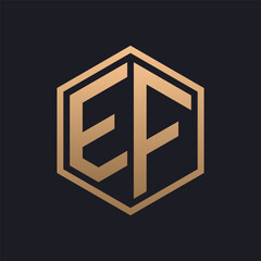 Elegant Hexagon Letter EF Logo Design. Initial Luxurious EF Logo Template