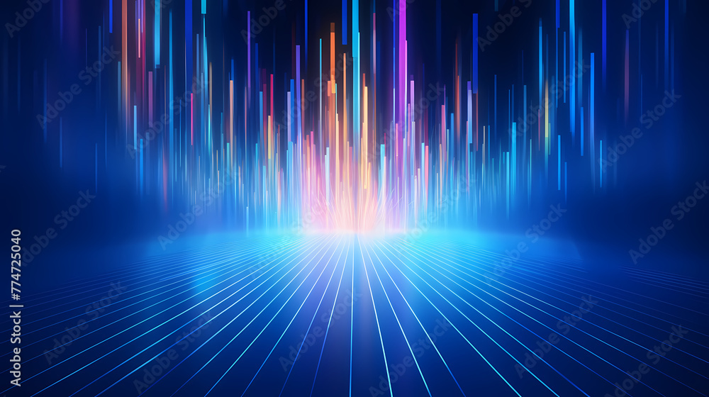 Poster lines extending forward and upwards, internet technology background