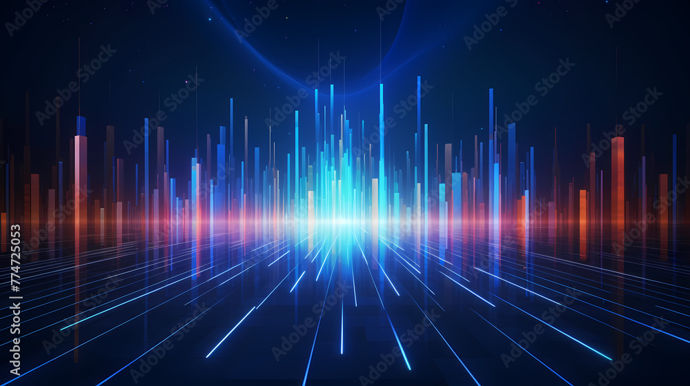 Poster lines extending forward and upwards, internet technology background