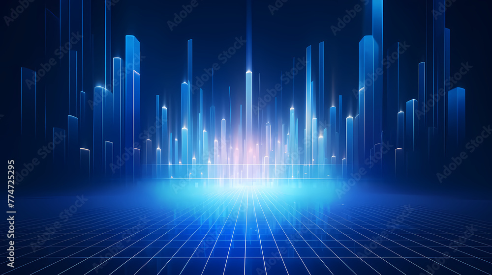Poster lines extending forward and upwards, internet technology background