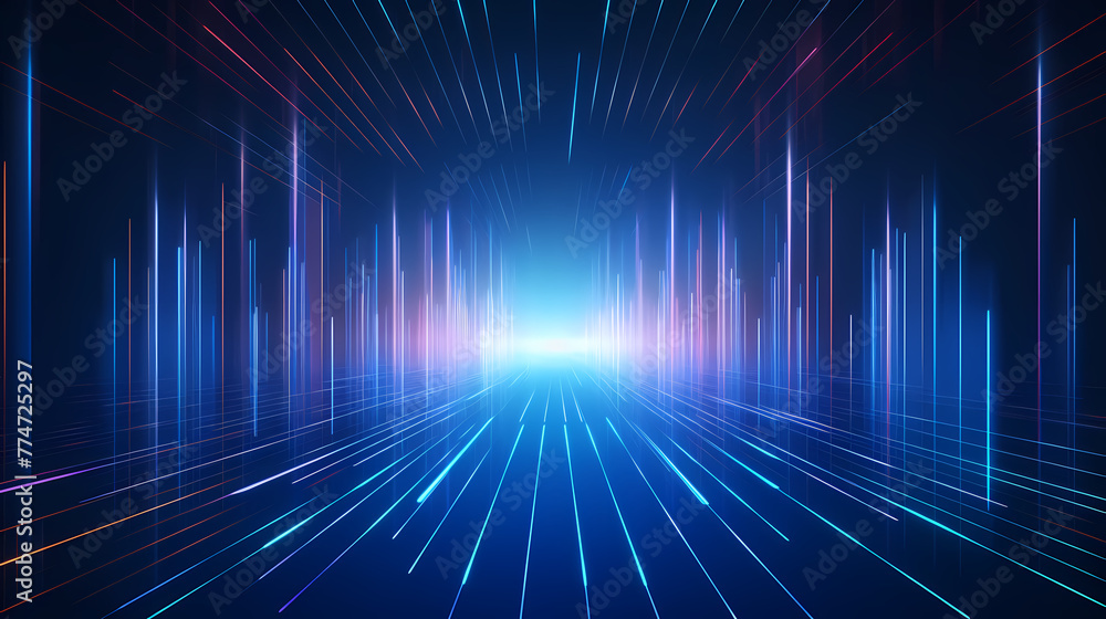 Poster lines extending forward and upwards, internet technology background
