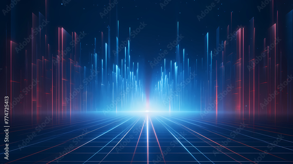 Aufkleber lines extending forward and upwards, internet technology background