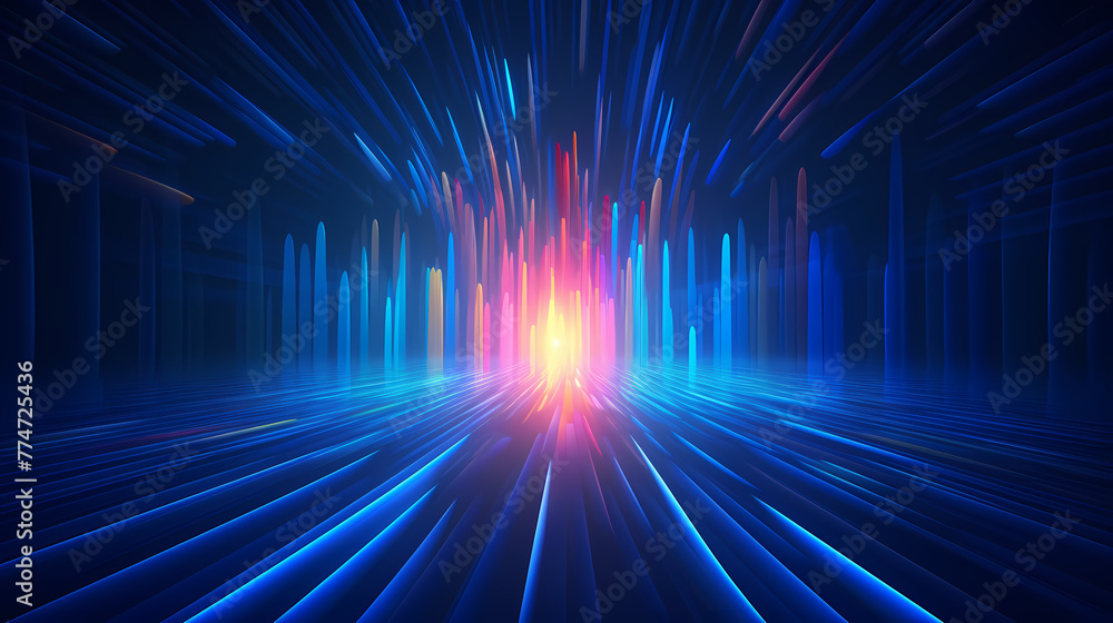 Poster lines extending forward and upwards, internet technology background