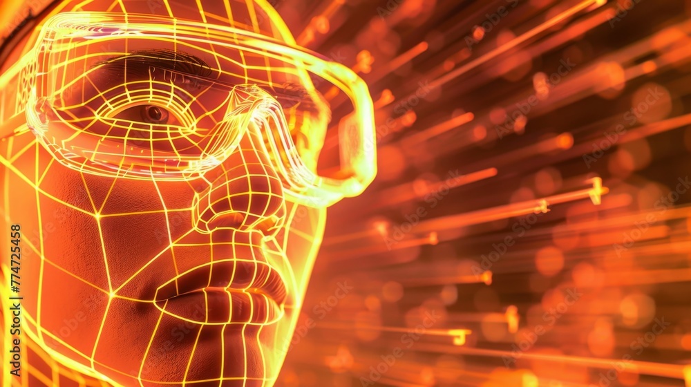 Poster digital representation of artificial intelligence with human features