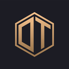 Elegant Hexagon Letter DT Logo Design. Initial Luxurious DT Logo Template