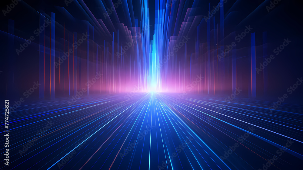 Poster lines extending forward and upwards, internet technology background