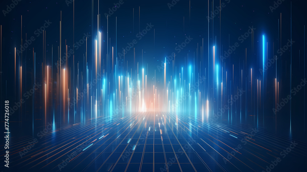 Aufkleber lines extending forward and upwards, internet technology background