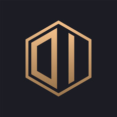 Elegant Hexagon Letter DI Logo Design. Initial Luxurious DI Logo Template