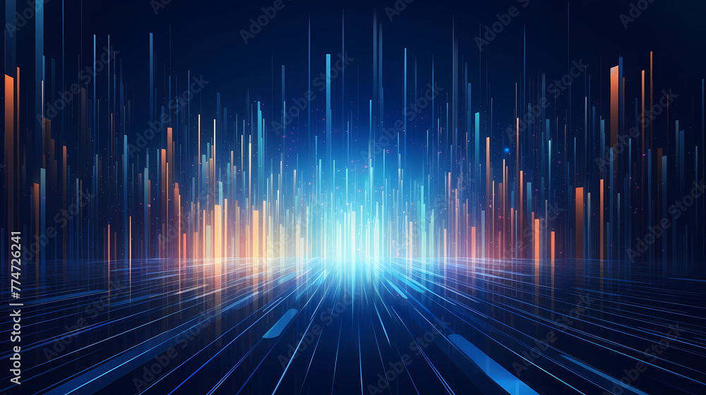 Poster lines extending forward and upwards, internet technology background