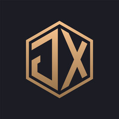Elegant Hexagon Letter JX Logo Design. Initial Luxurious JX Logo Template