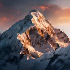 sunset over the snowy mountains
