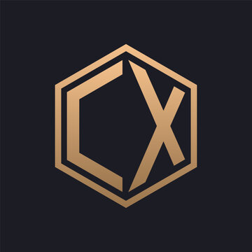 Elegant Hexagon Letter CX Logo Design. Initial Luxurious CX Logo Template