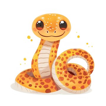 Cute snake cartoon illustration on white background generated with AI. illustration for kids