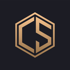 Elegant Hexagon Letter CS Logo Design. Initial Luxurious CS Logo Template