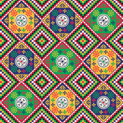 Patchwork abstract geometrical pattern in colorful style made with tetragonal  shapes.