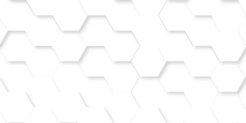 Tafelkleed Abstract background with hexagonal geometric hexagon polygonal pattern background. 3d seamless bright white web cell and triangle abstract honeycomb background. white and gray backdrop wallpaper. © MOHART PARK
