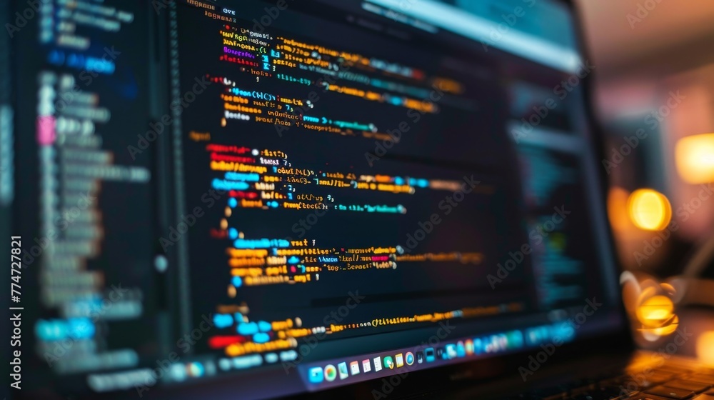 Poster Close-Up of Computer Screen Displaying Coding Scripts
