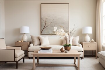 Neutral Minimalist Serenity: Tranquil Living Room Decors in Simple Beauty