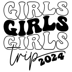 Girls Trip 2024 Design, Summer Vacation T Shirt Designs, Summer Illustration, Typography