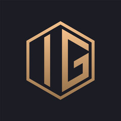 Elegant Hexagon Letter IG Logo Design. Initial Luxurious IG Logo Template