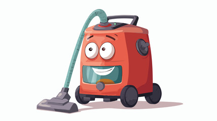 Cartoon smiling vacuum cleaner character Flat vector