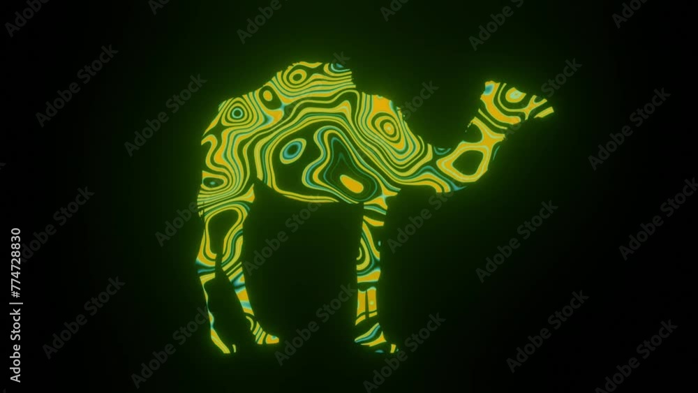 Fototapete 4k video animation of beautiful green texture or pattern formation on the camel body shape, isolated