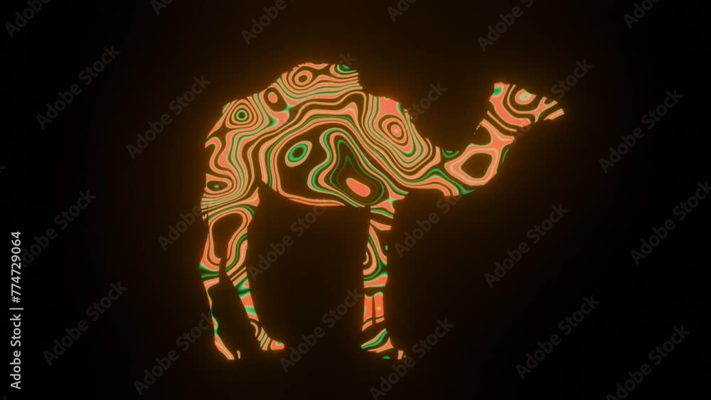 Fototapete 4k video animation of beautiful yellow texture or pattern formation on the camel body shape, isolate