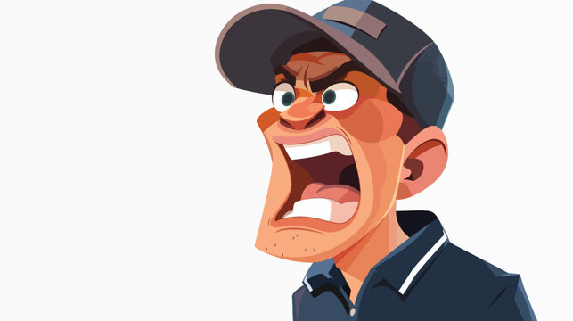 Cartoon sport coach yelling Flat vector 