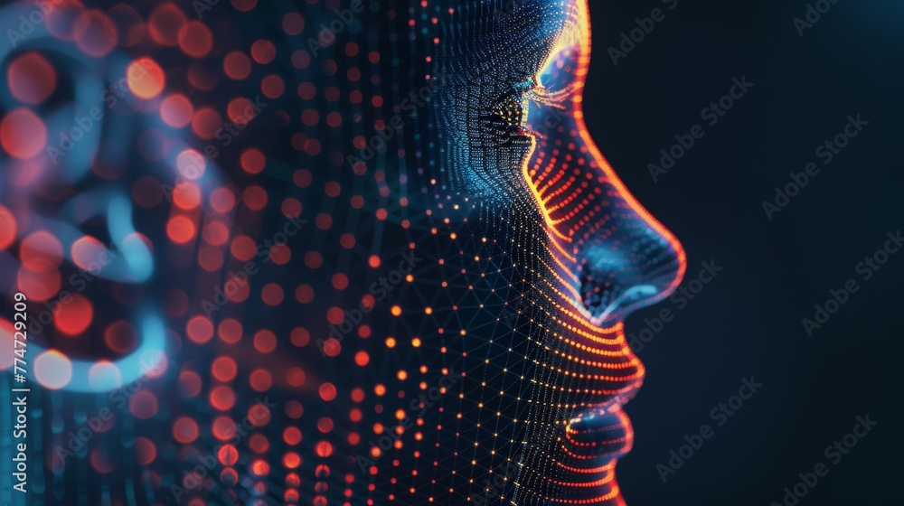 Poster digital human profile representing artificial intelligence