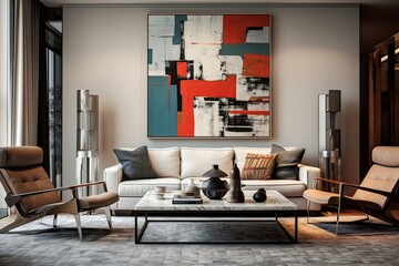 Abstract Art touch: Sleek Urban Apartment Living Room Decor Ideas