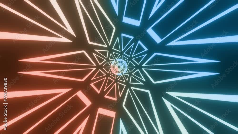 Poster modern colorful abstract shape tunnel looping background